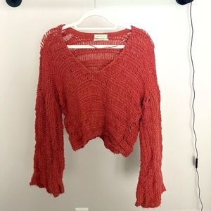 Distressed Cropped Sweater | Burnt Orange | Urban Outfitters | S